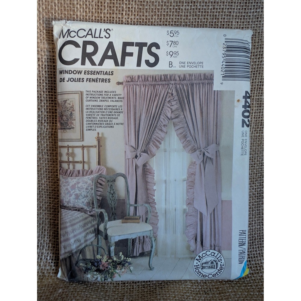 McCalls Crafts 4402 Window Essentials Sewing Pattern Curtains Drapes Valances
